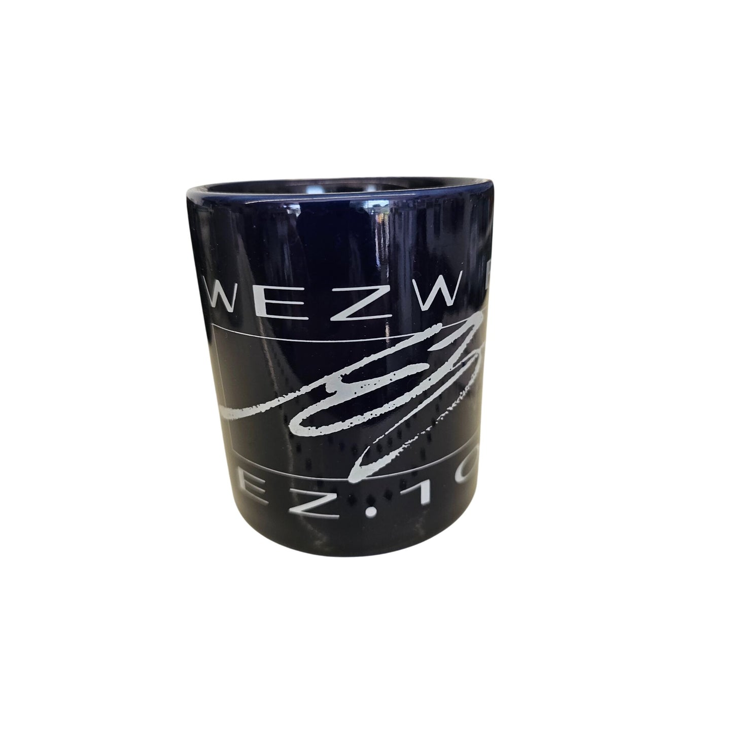 WEZW FM 93 Mug Navy Blue Ceramic Coffee Cup With Handle