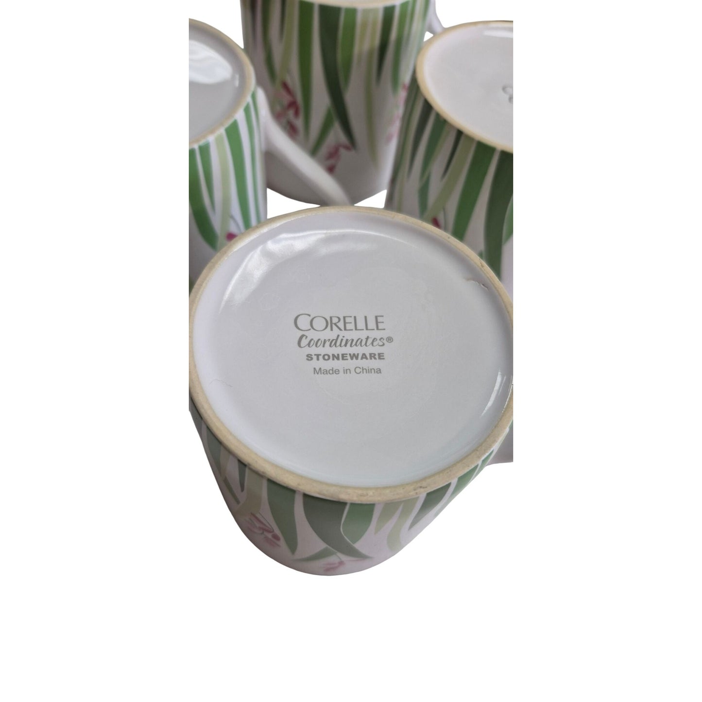 Corelle Spring Green Bamboo Grass Mugs Set 4