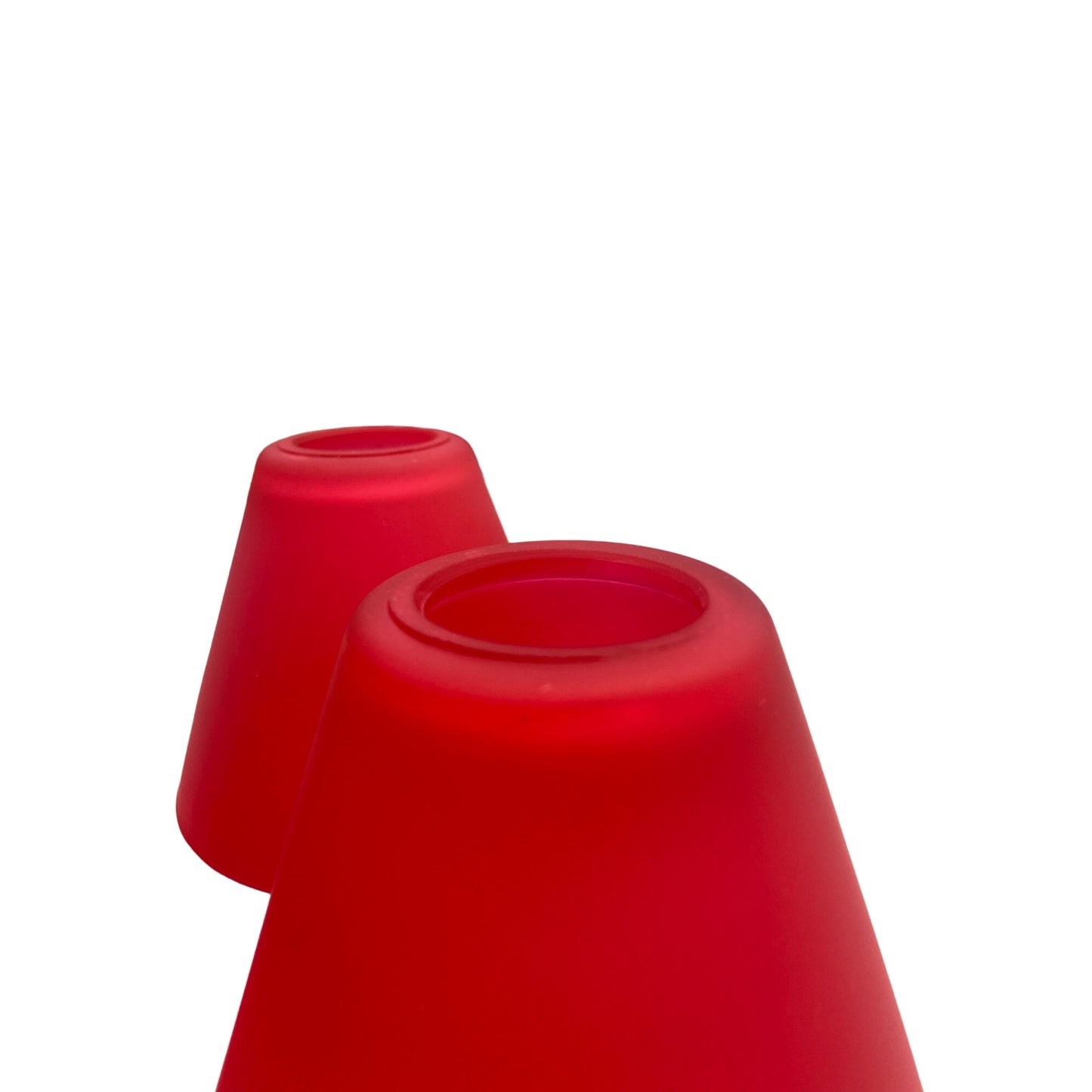 Set Of 3 Red Frosted Glass Pendant Light Shades