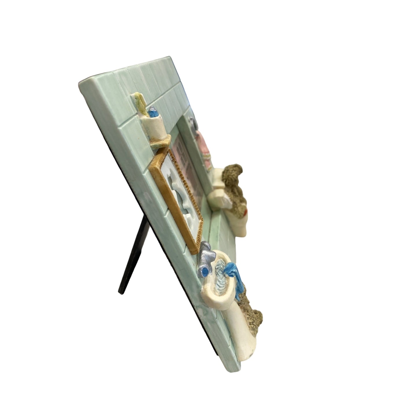 Handcrafted Bathroom-Themed Picture Frame With Teddy Bear Accents