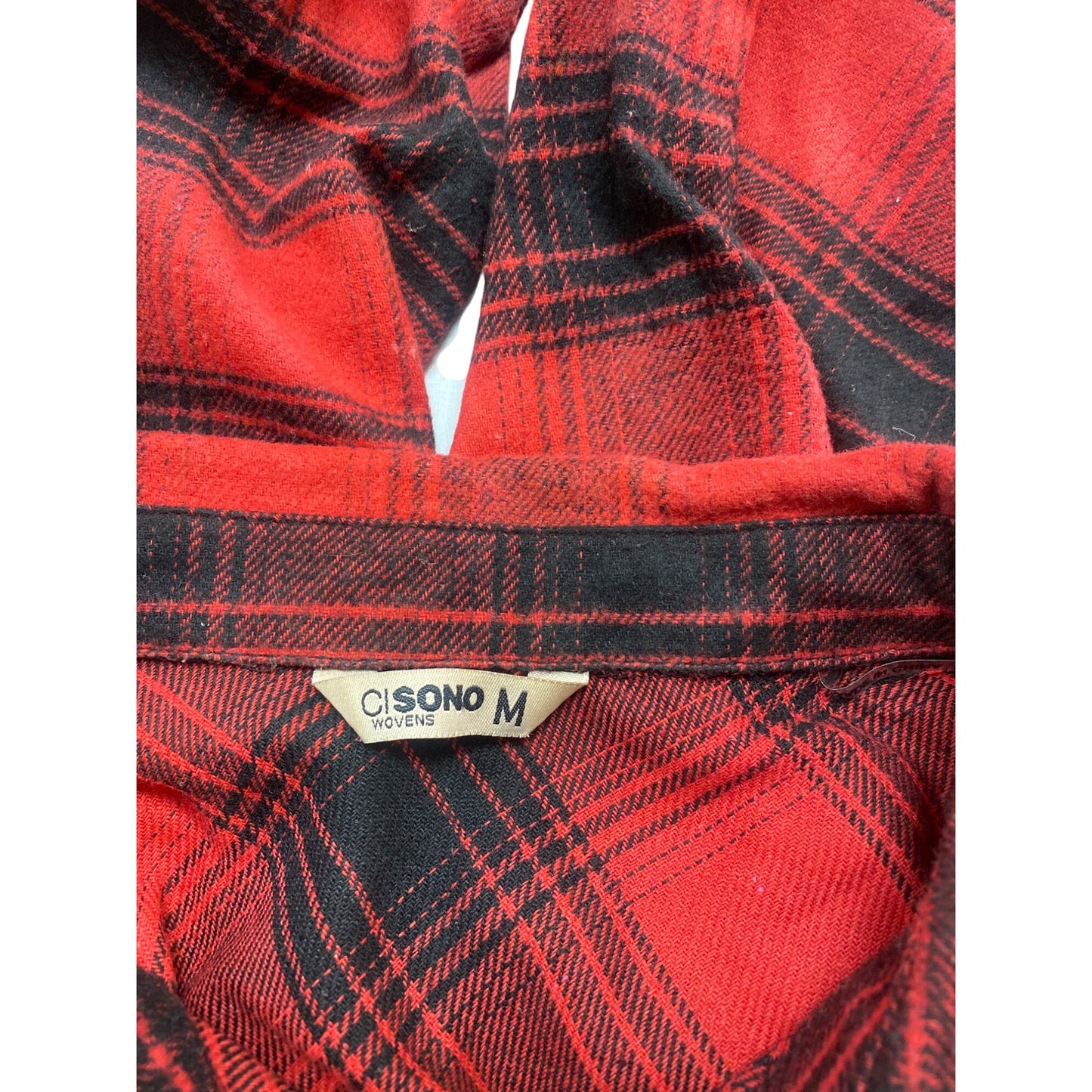 Ci Sono Womens Medium Red & Black Plaid Flannel Crop Jacket