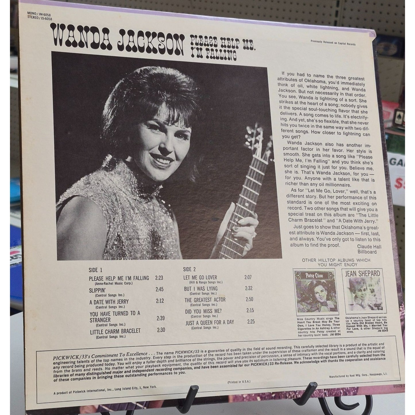 Wanda Jackson, Please Help Me I'm Falling Vinyl Record Hilltop JS-6058 Stereo Country