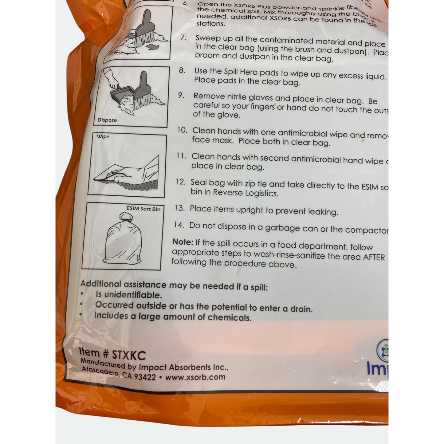 Chemical Clean-Up Kit Spill Hero Single-Use 55 Oz Capacity Includes Gloves Dustpan & Brush Antimicrobial Towelettes
