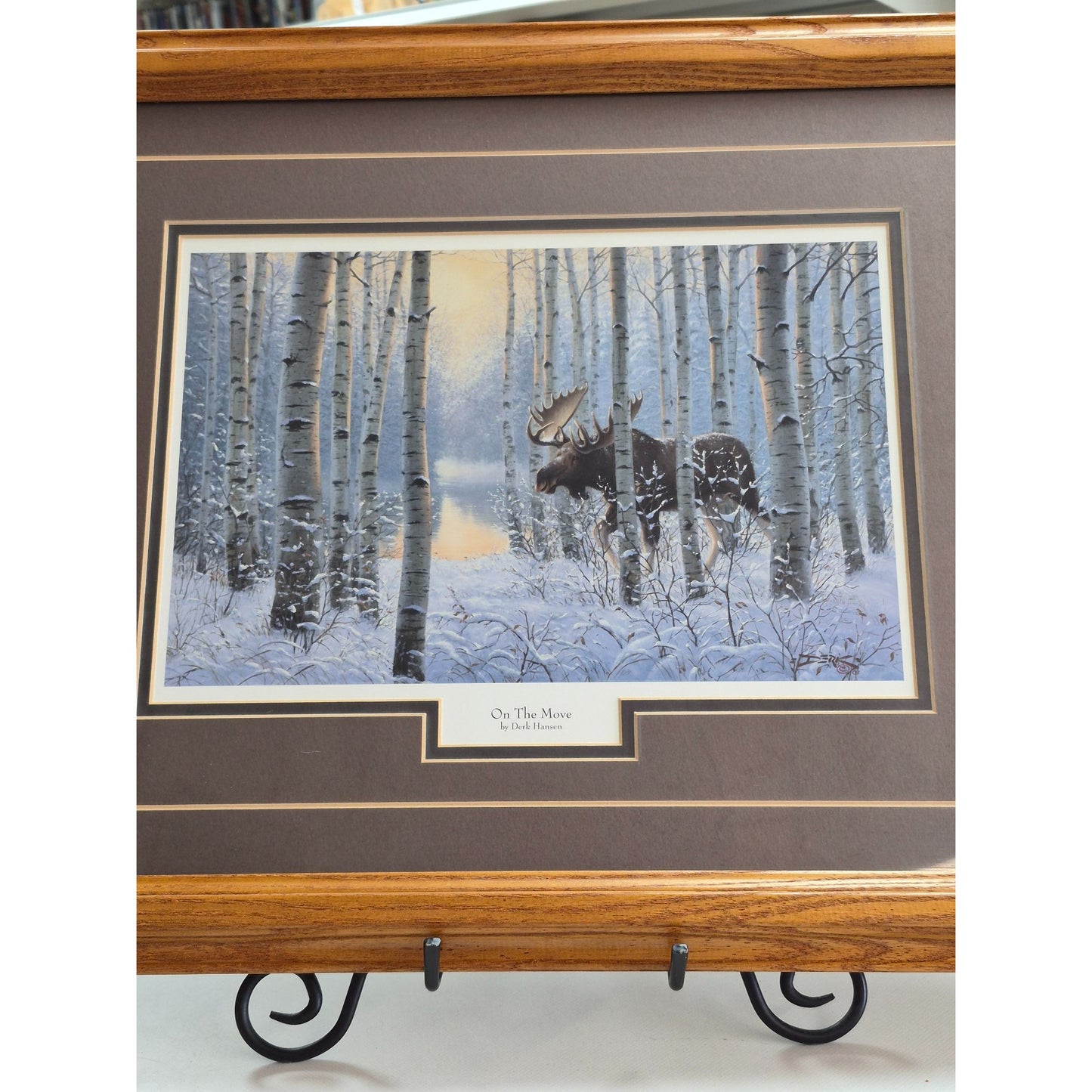 Framed Moose Print Woods Snow Art Derek Hansen Cabin Decor