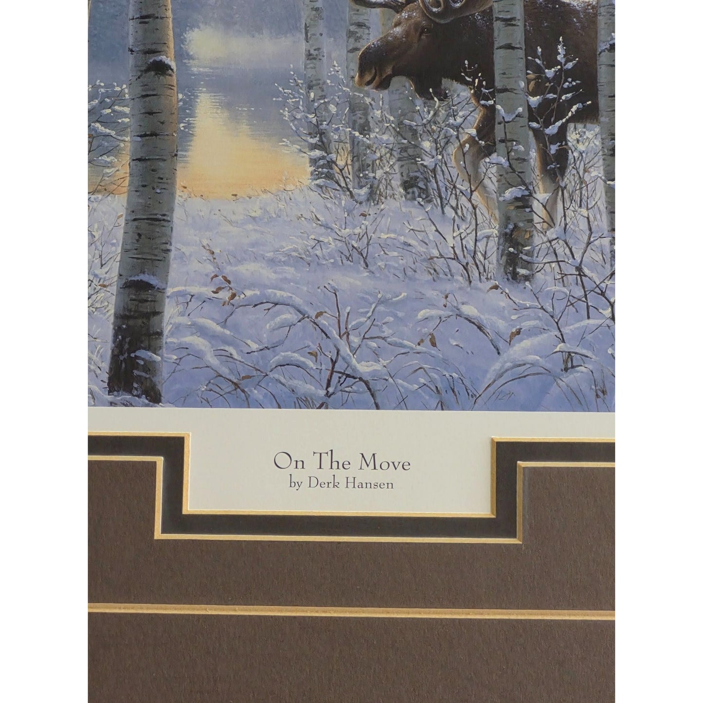 Framed Moose Print Woods Snow Art Derek Hansen Cabin Decor