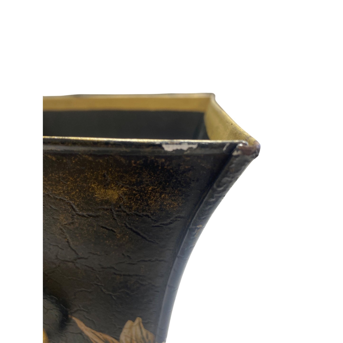 Hand-Painted Black Metal Vase