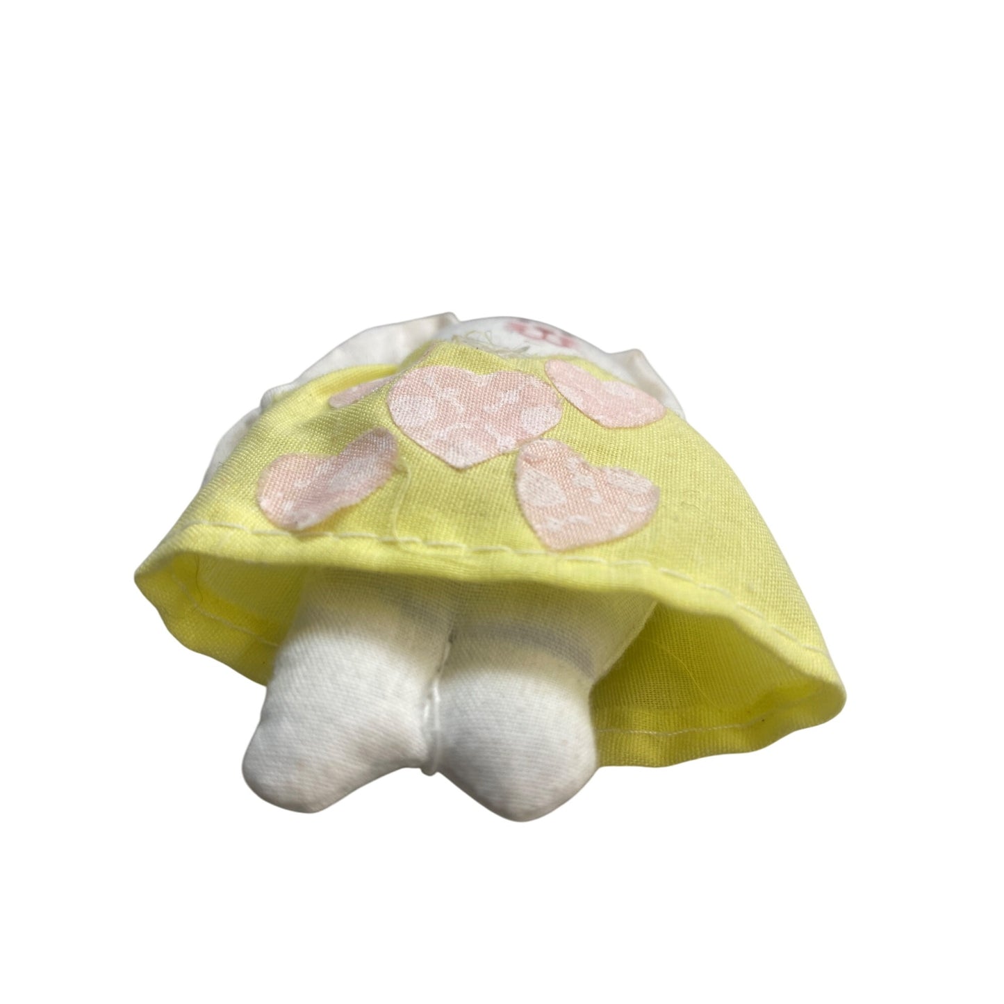 Handmade White Bunny Brooch With Yellow Dress & Heart Accents