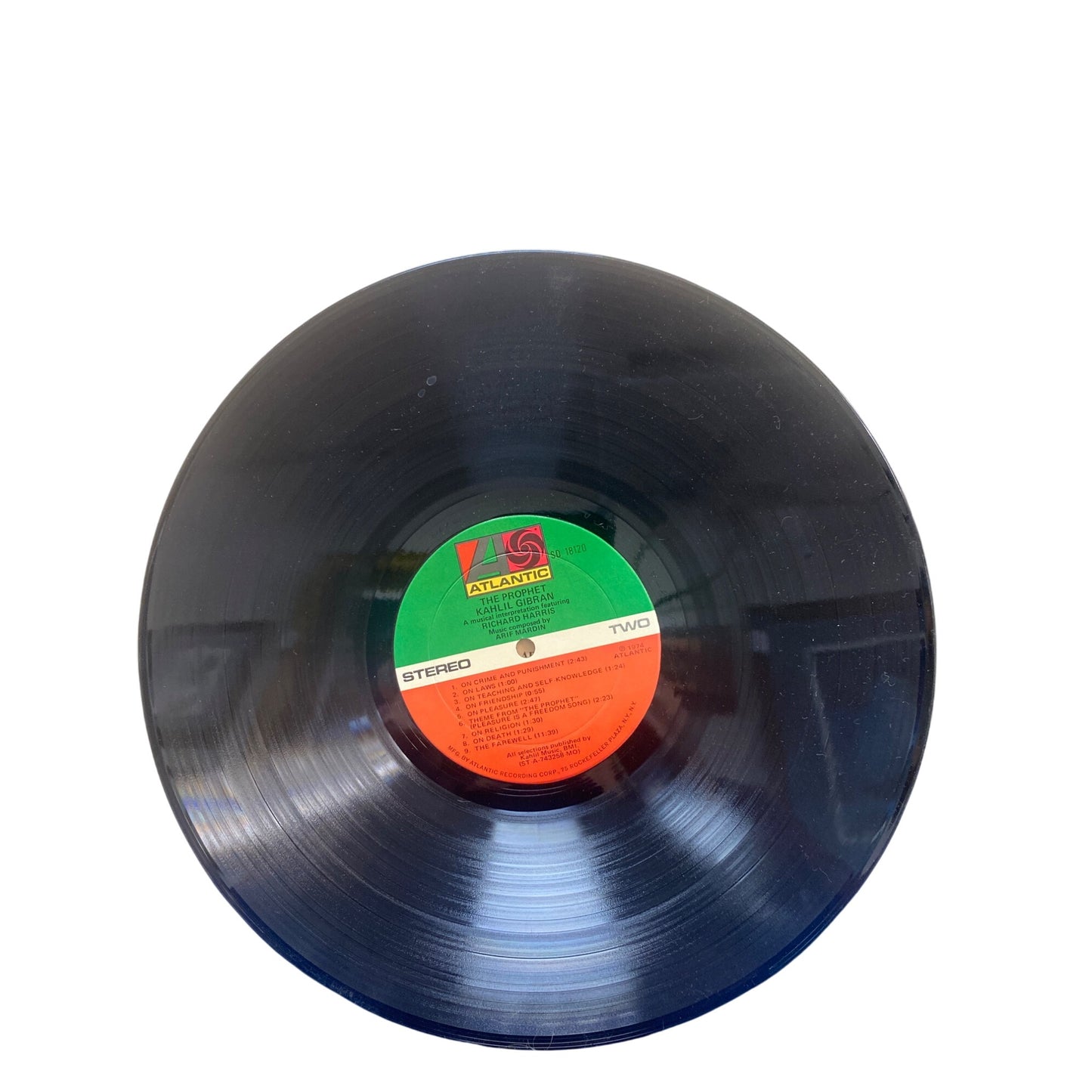 The Prophet Kahlil Gibran Richard Harris Vinyl LP 1974 Arif Mardin Atlantic Records Stereo 2 Sides