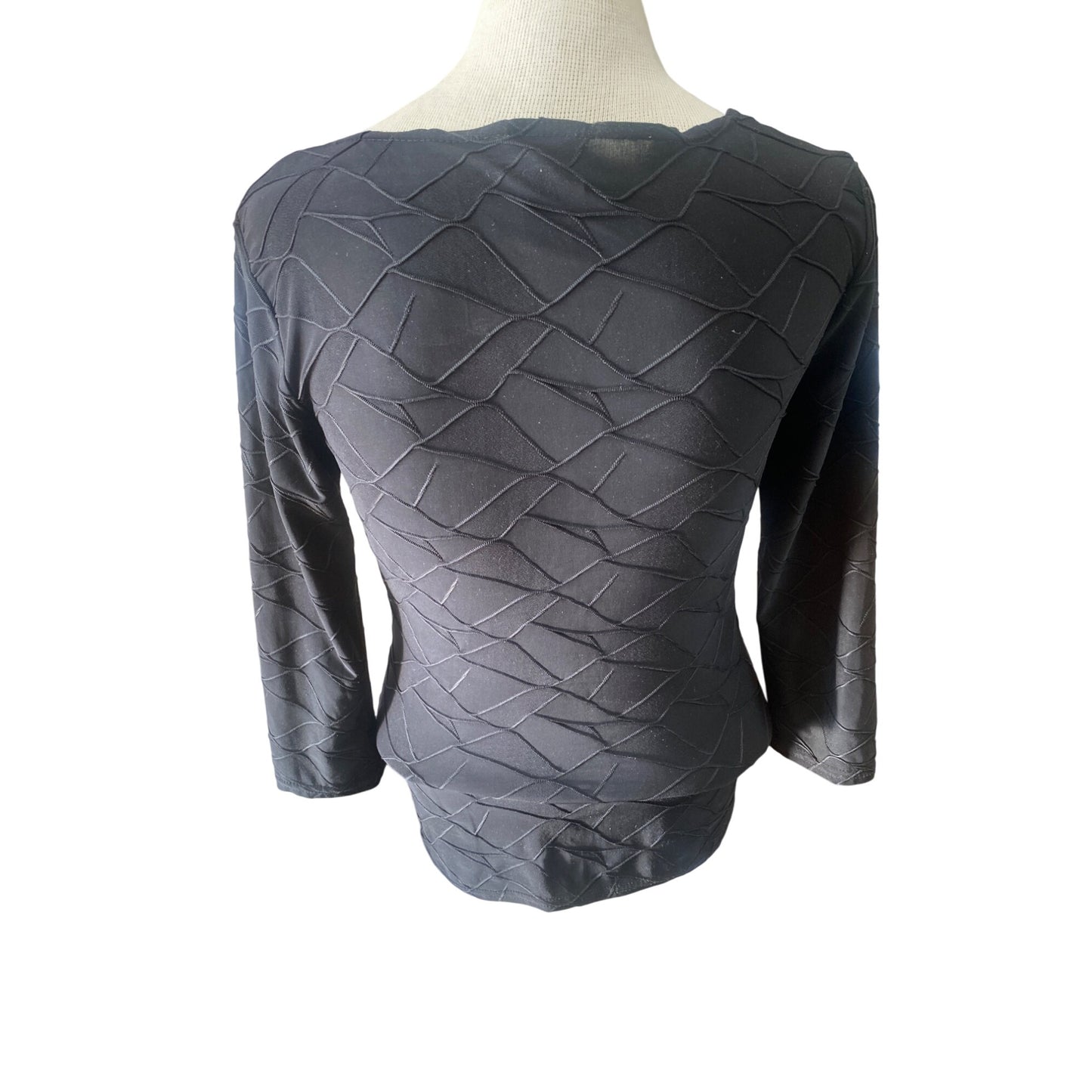 Wrapper Black Textured Long Sleeve Knit Top With Twist Front Design XLarge