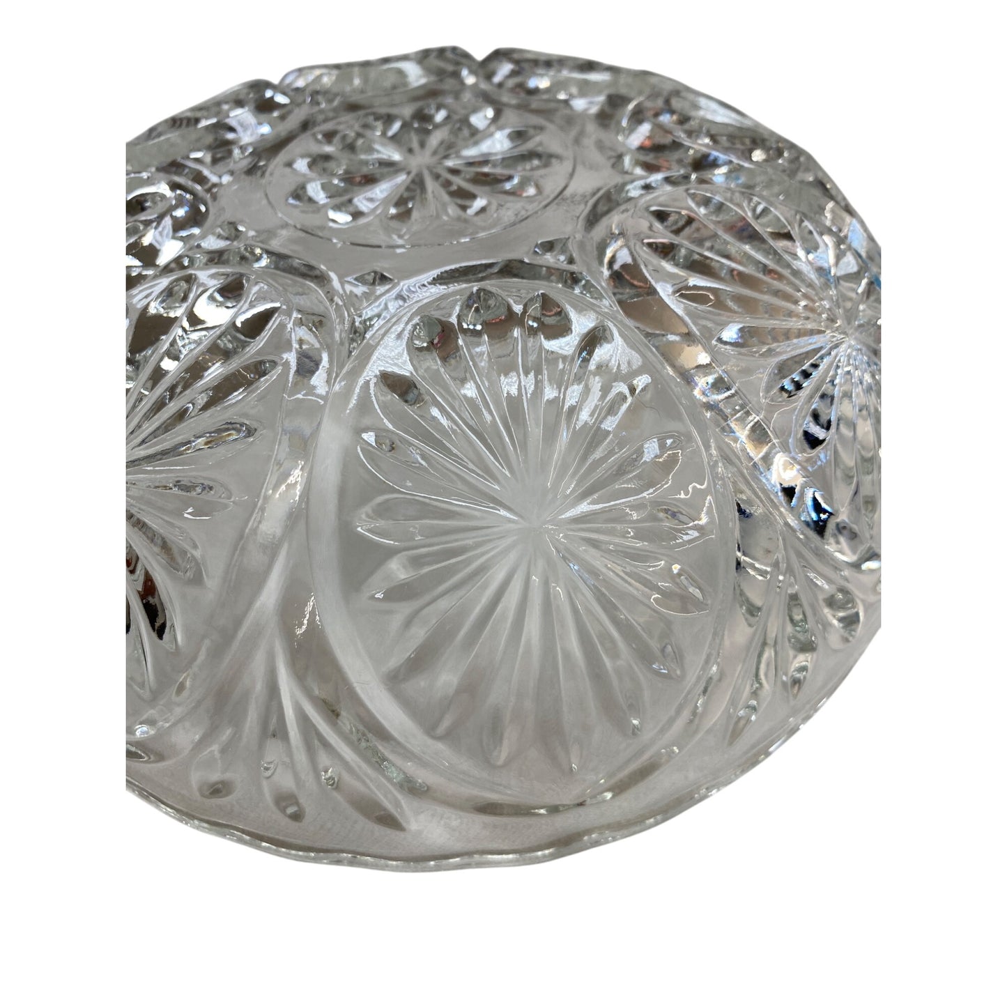 Vintage Clear Cut Glass Fruit Bowl