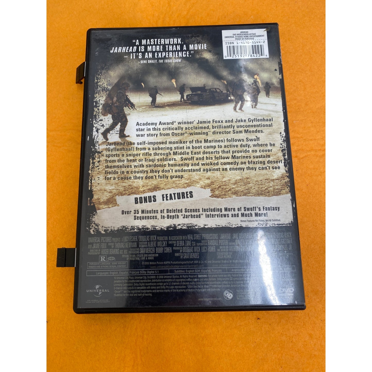 Jarhead Widescreen DVD Starring Jake Gyllenhaal & Jamie Foxx With Bonus Features