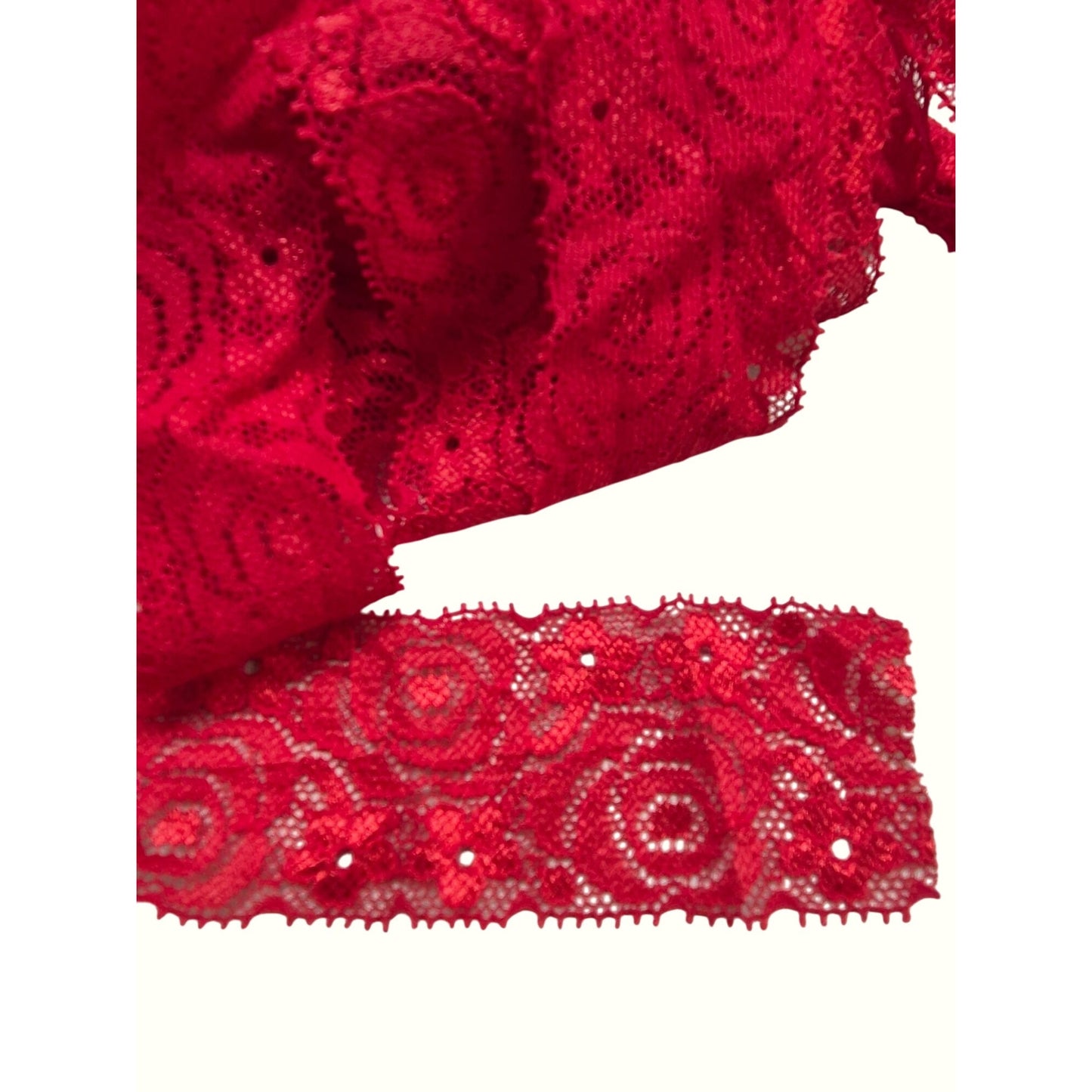Red Floral Lace Trim 1.5" x 10 yds