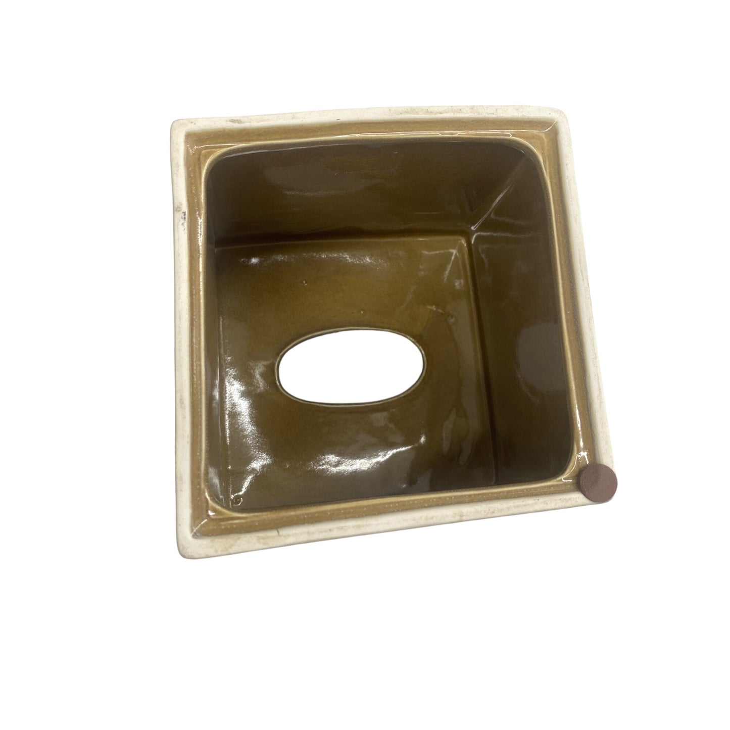 Vintage Ceramic Tissue Box Cover With Embossed Leaf Design