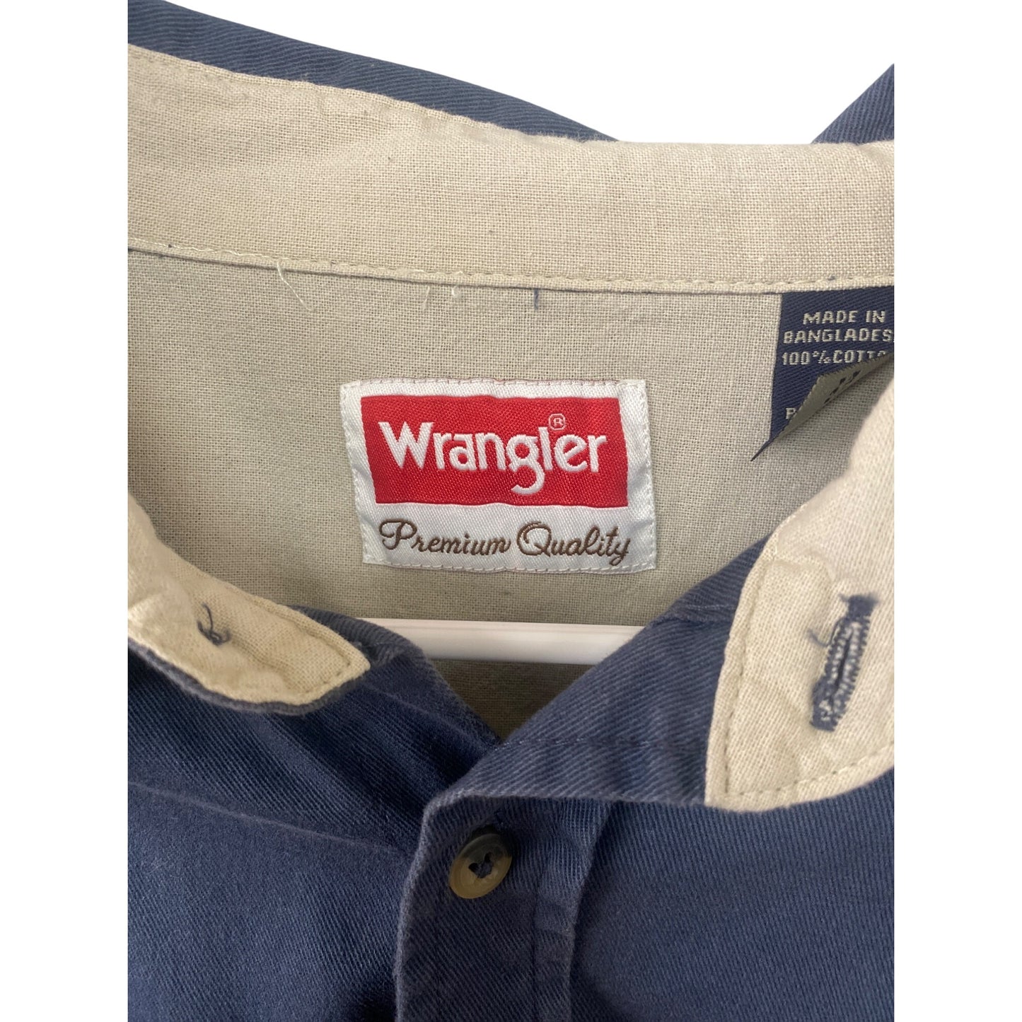 Wrangler Mens Blue Long-Sleeve Button-Up Shirt L 100% Cotton Casual Wear