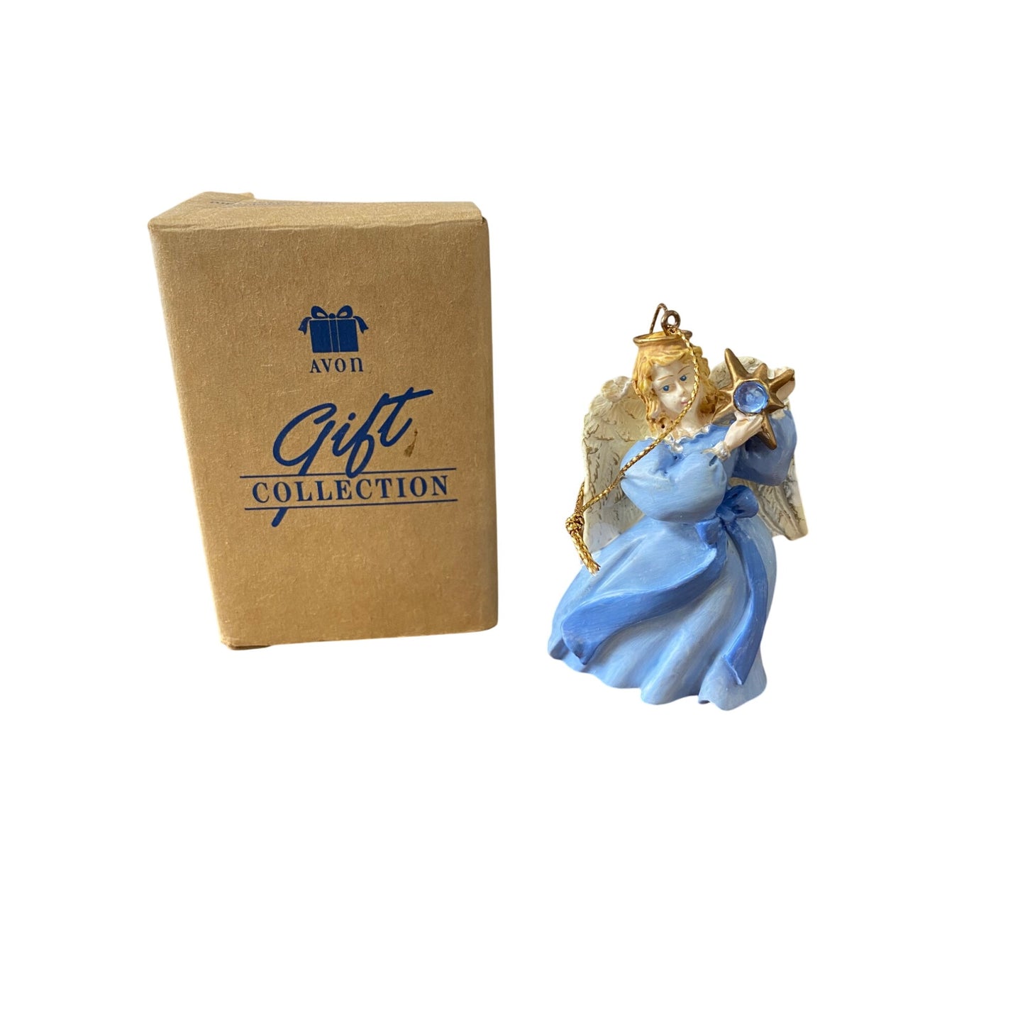 1995 Avon Birthstone Angel Ornament September Simulated Sapphire Blue Gift Collection