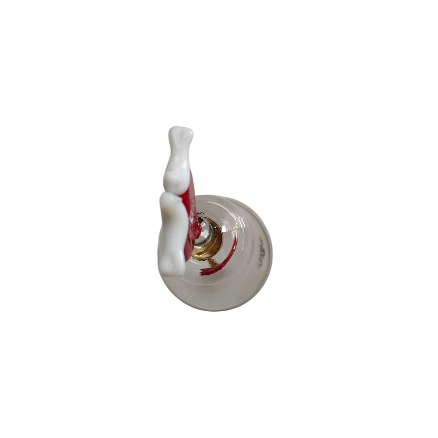 1988 Full Lead Crystal Bell With Heart & Dove Design Red Glass Clapper & Handle