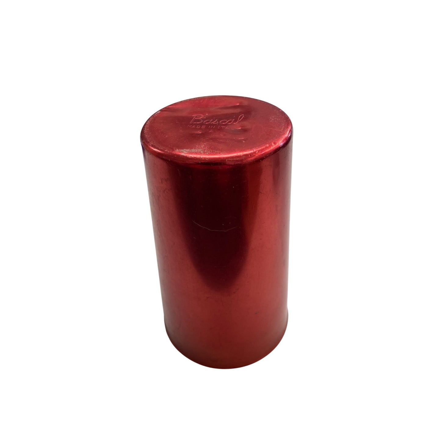 Vintage Red Bascal Aluminum Tumbler Made In Italy 1950s Classic Drinkware 8oz