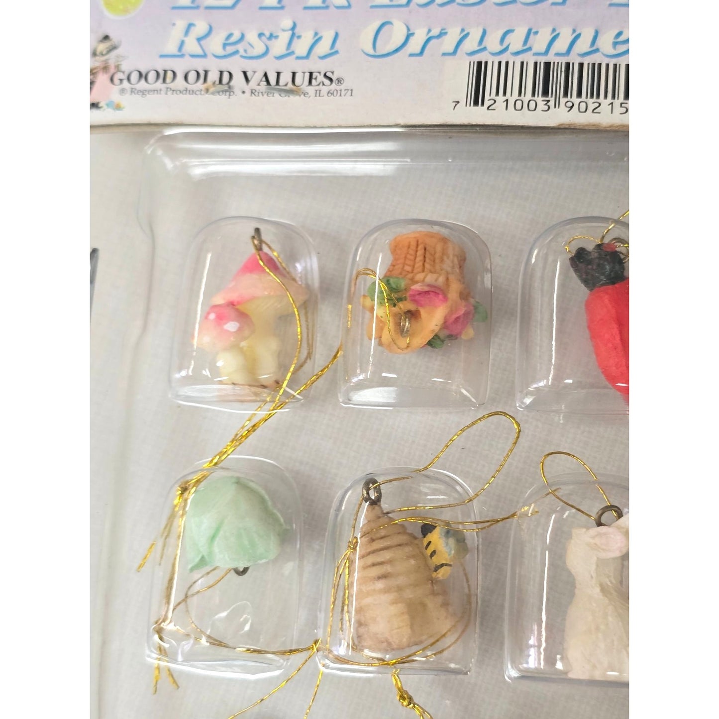 12 Pk Miniature Easter Tree Resin Ornaments Cute Holiday Collectible Decorations