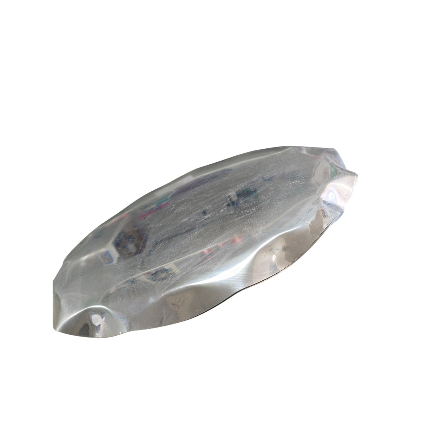 Vintage Aluminum Serving Tray With Embossed Floral Design