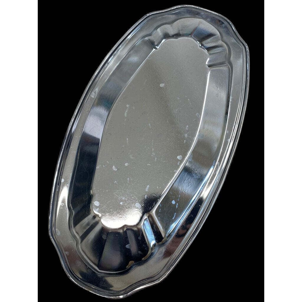 Large Etched Silver Serving Tray Platter