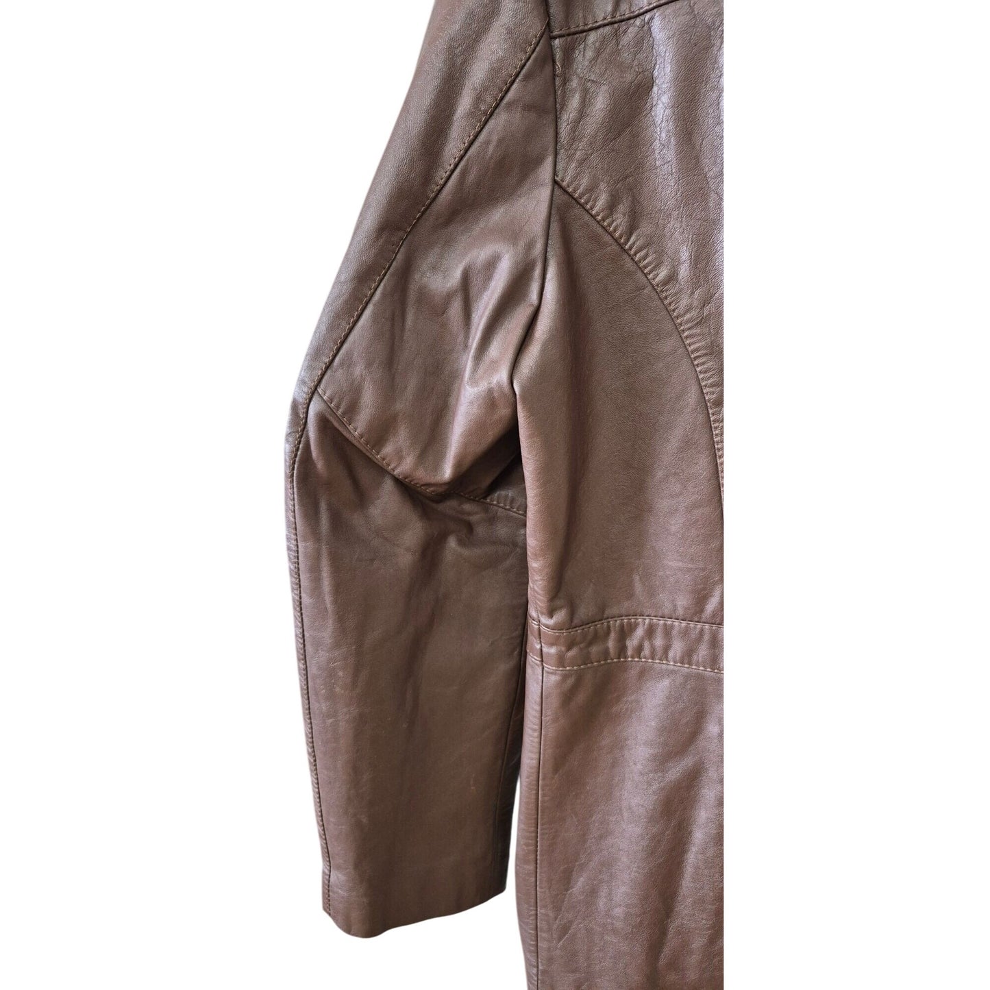 Brown Genuine Leather Jacket Size 44