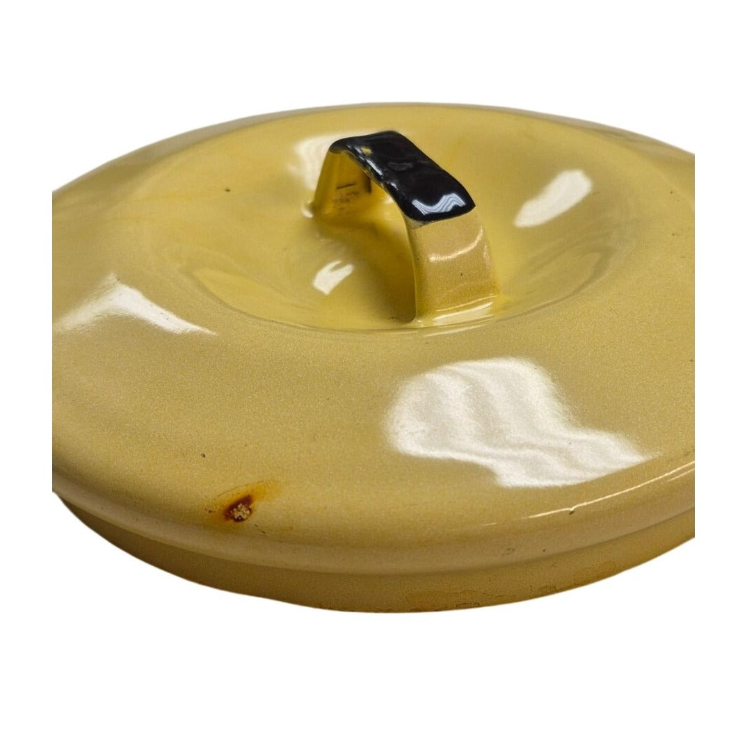 Yellow Enamelware Replacement Lid With Black Handle Rustic Farmhouse Style