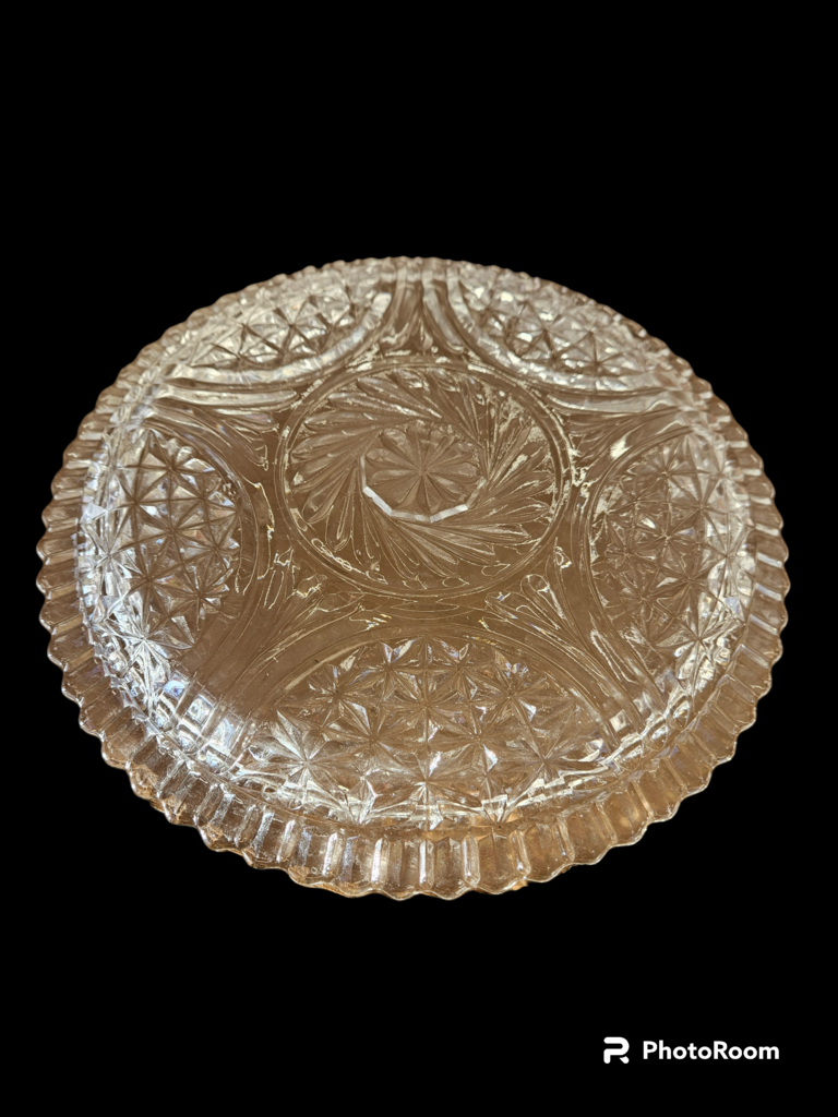 Vintage Cut Crystal Serving Platter Glass dish Plate