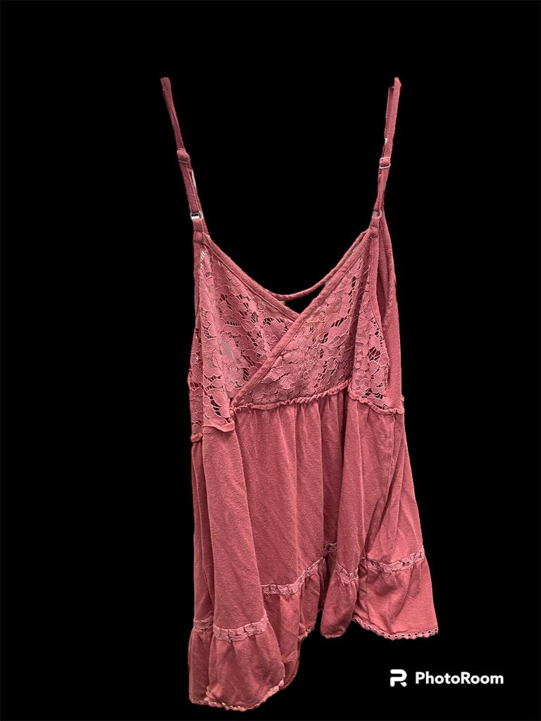 Pink Spaghetti with Lace and Ruffle