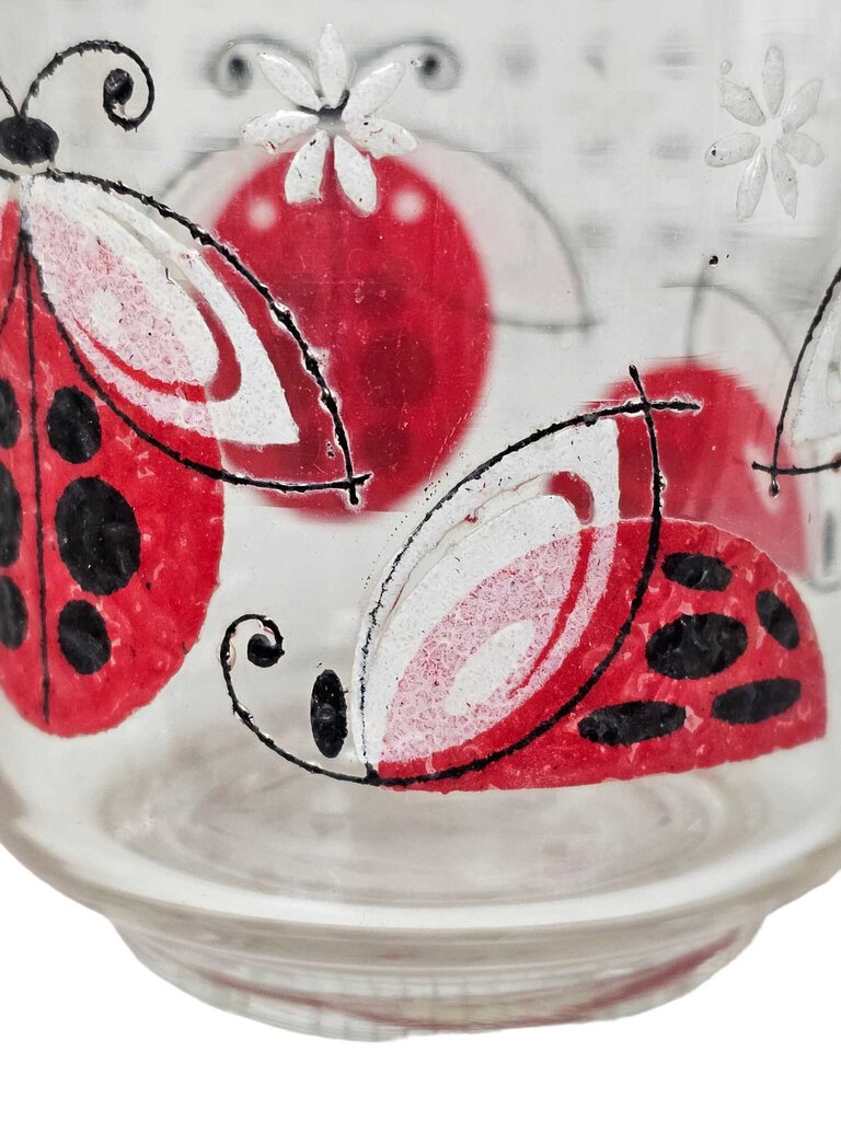 Vintage 1960s Ladybug Juice Glass Red