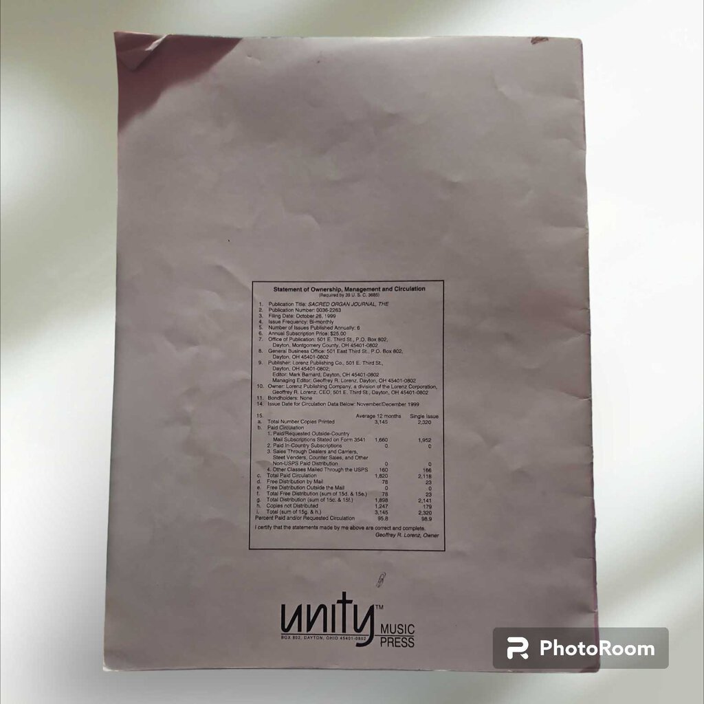 The Scared Organ Journal Jan/Feb 2000