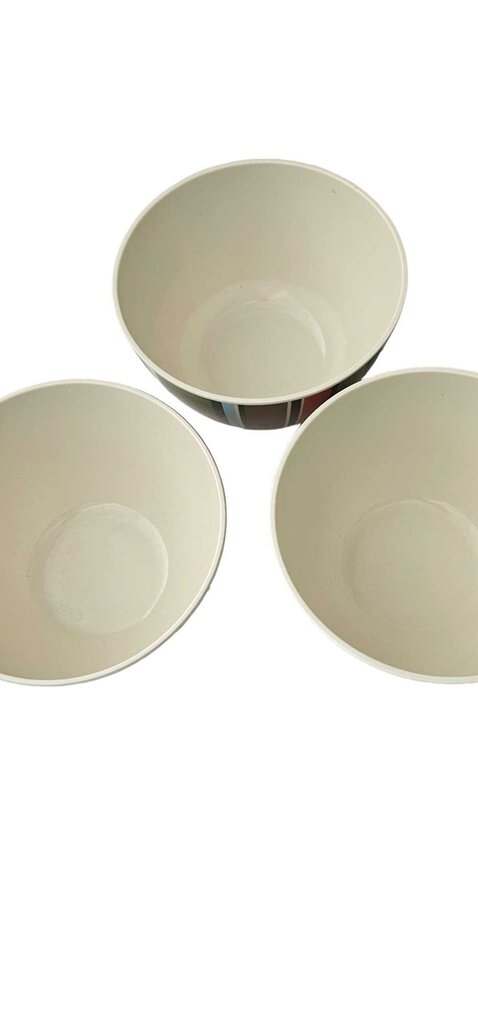 Set 3 vintage Melmac Plastic Striped Bowls Large 6" x 3.5"