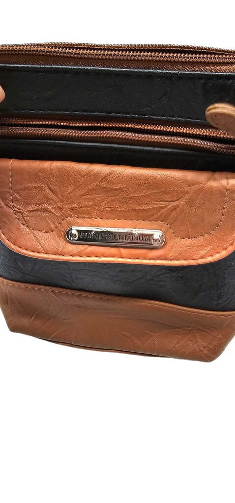Stone Mountain Genuine Leather Small Handbag Purse USA Brown Black