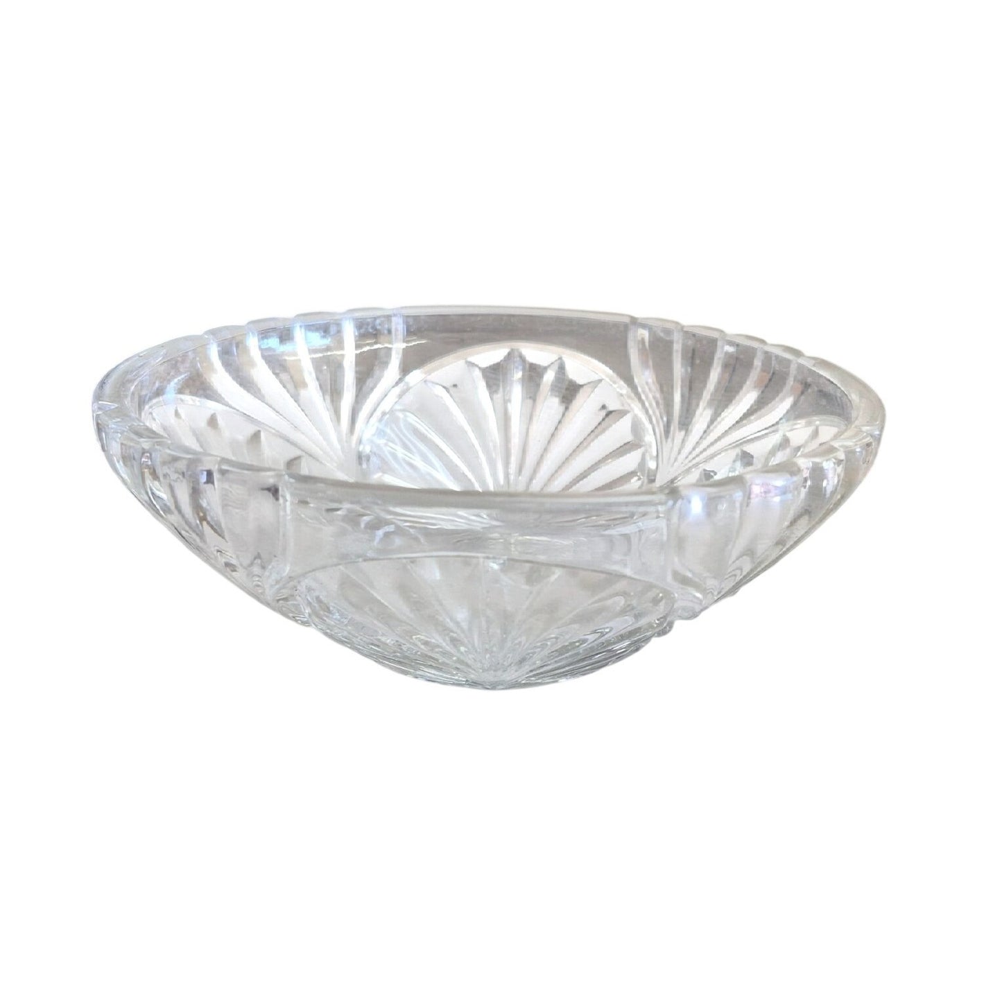 Vintage Clear Glass Serving Bowl With Elegant Sunburst Design
