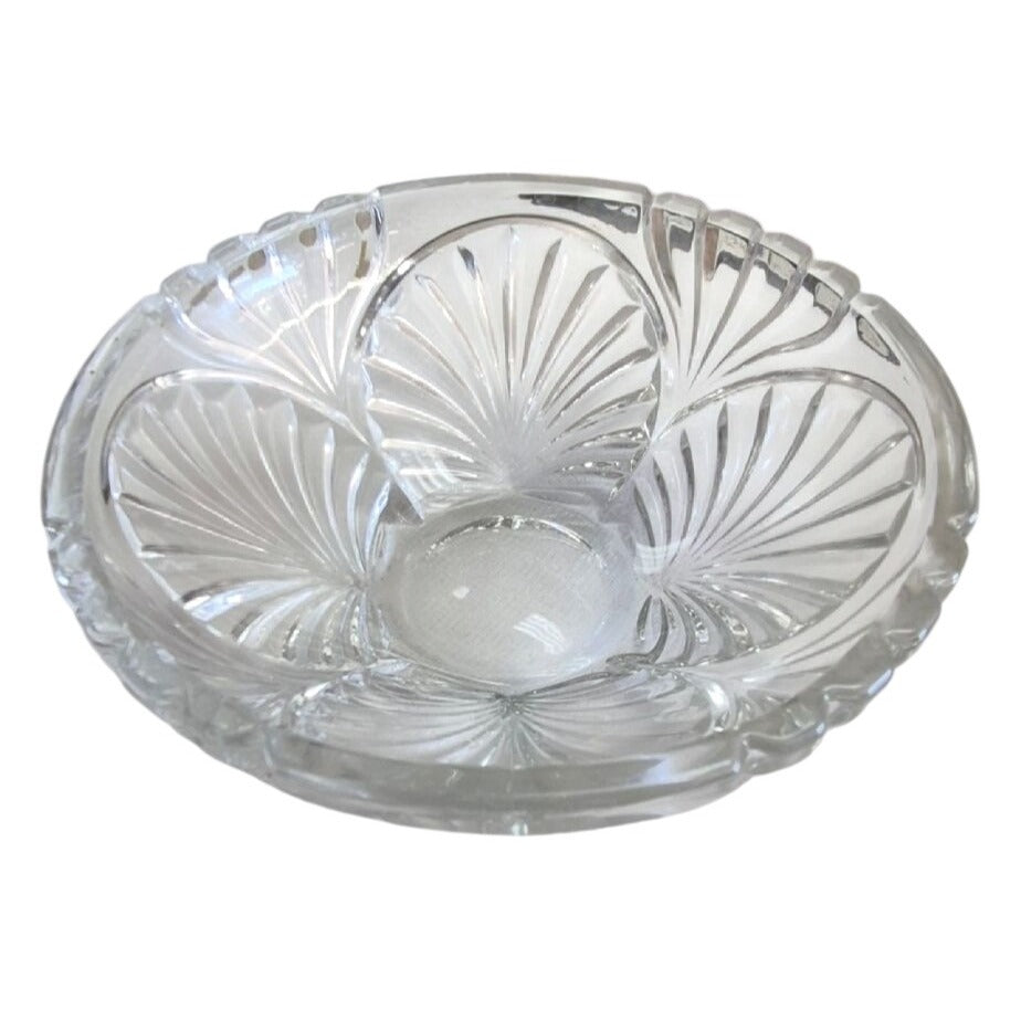 Vintage Clear Glass Serving Bowl With Elegant Sunburst Design
