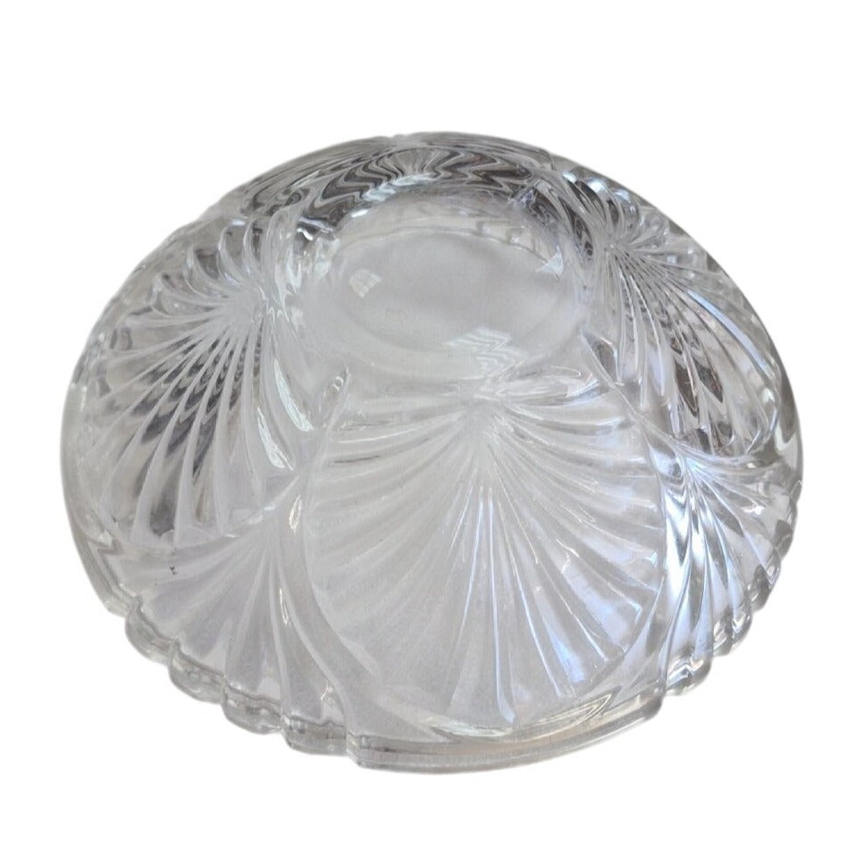 Vintage Clear Glass Serving Bowl With Elegant Sunburst Design