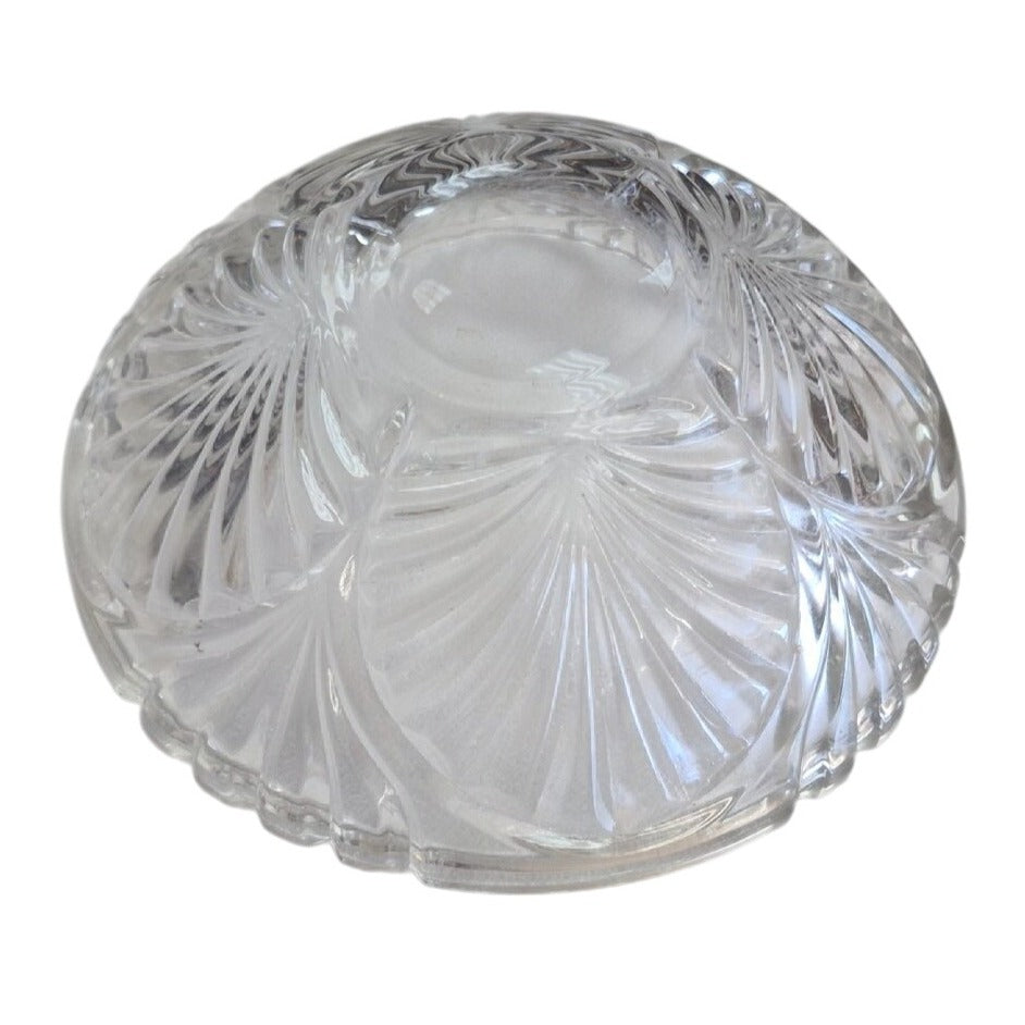 Vintage Clear Glass Serving Bowl With Elegant Sunburst Design