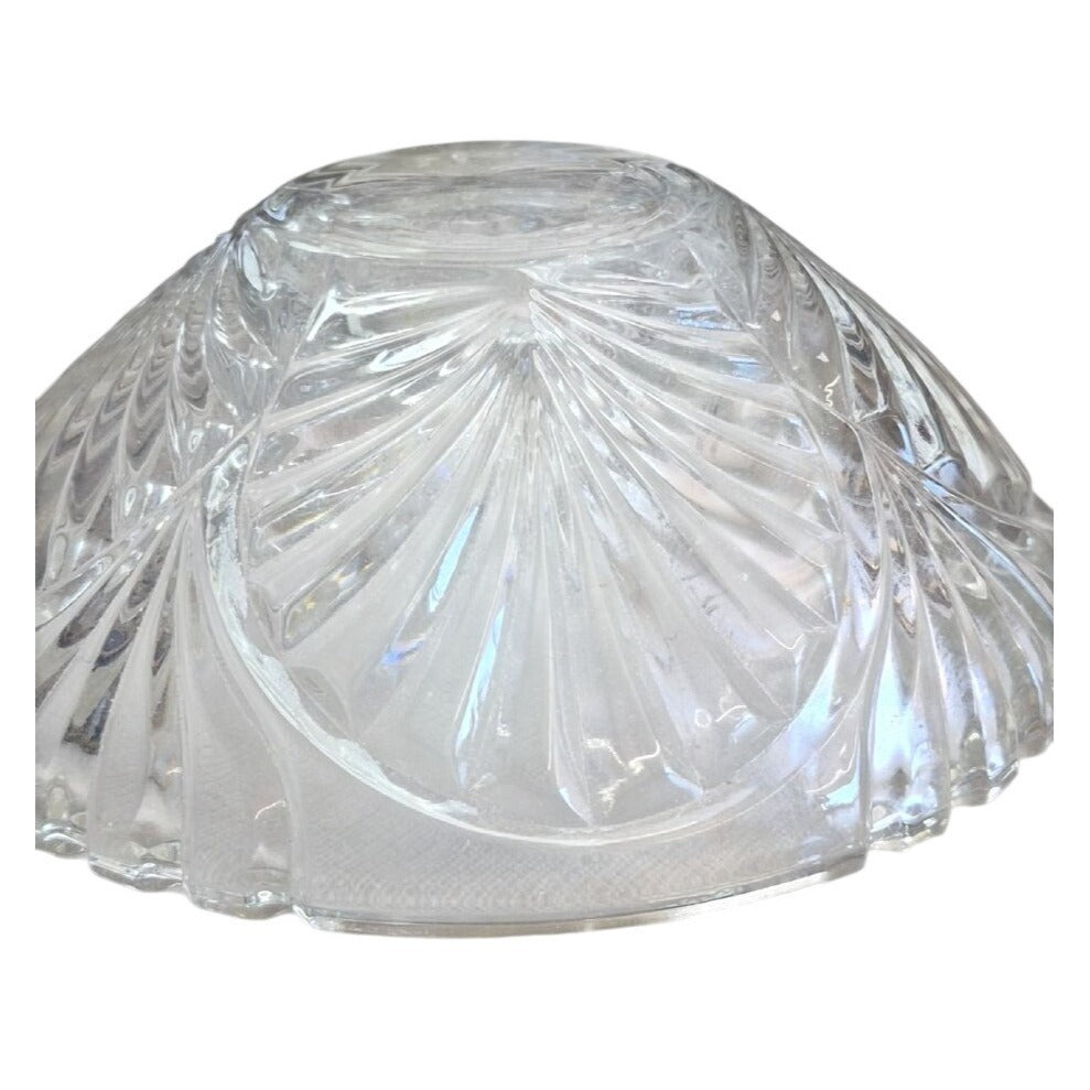 Vintage Clear Glass Serving Bowl With Elegant Sunburst Design