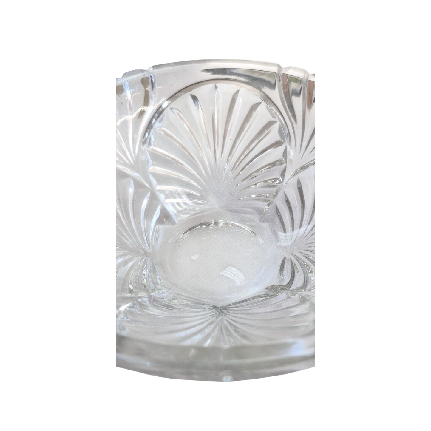 Vintage Clear Glass Serving Bowl With Elegant Sunburst Design