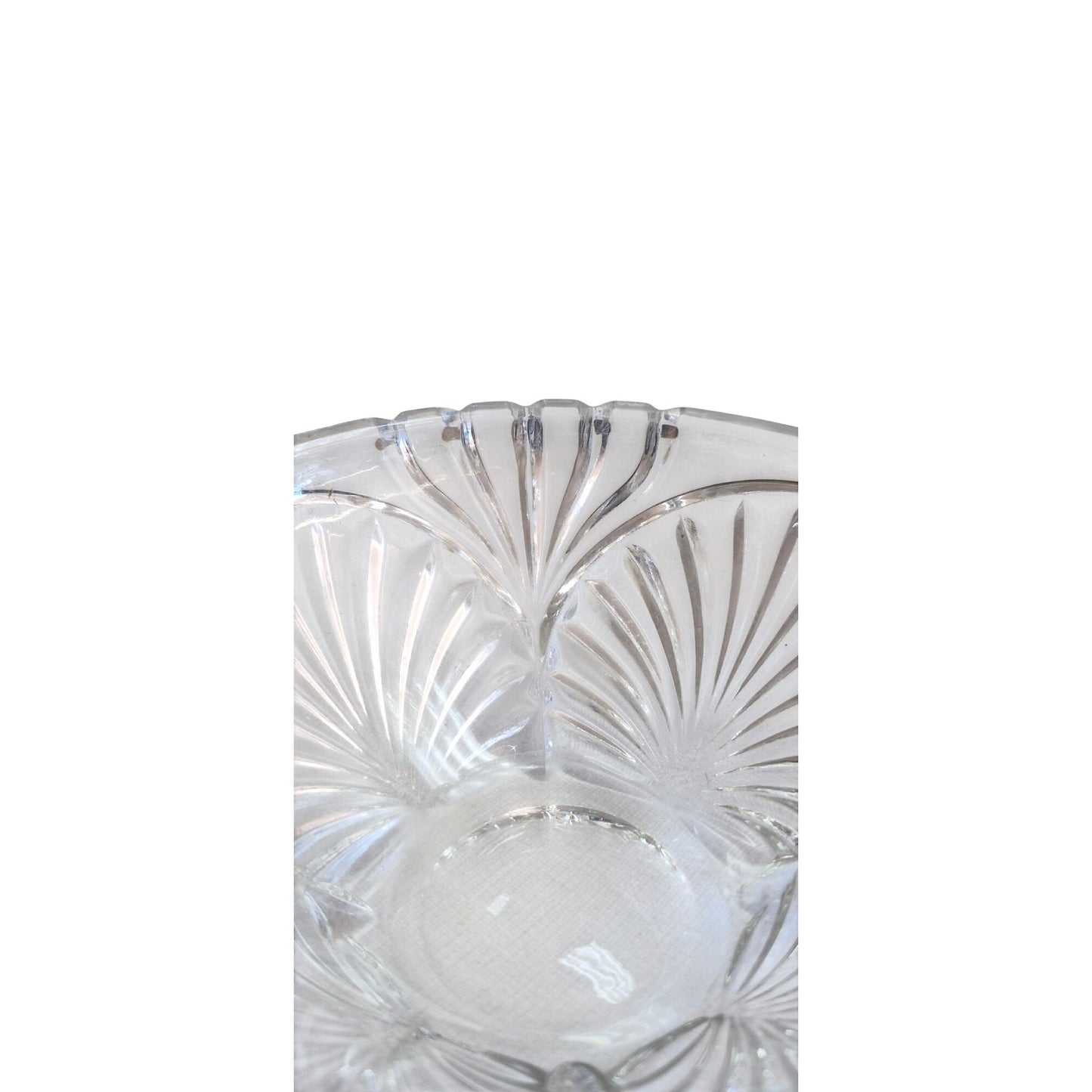 Vintage Clear Glass Serving Bowl With Elegant Sunburst Design