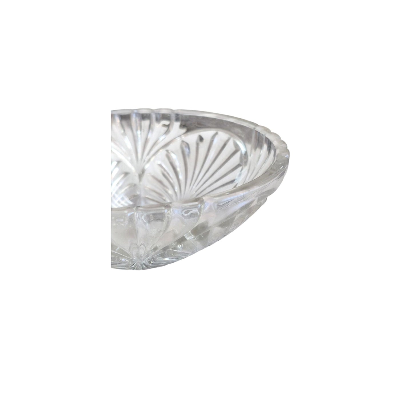 Vintage Clear Glass Serving Bowl With Elegant Sunburst Design