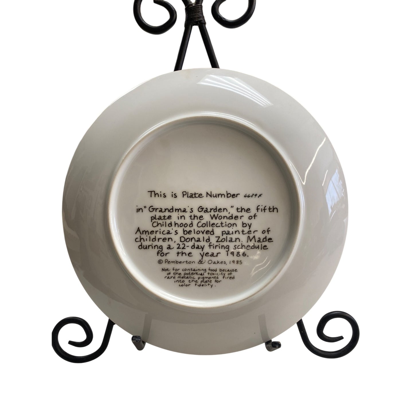 Donald Zolan Grandmas Garden Decorative Plate 1986 Wonder Of Childhood Collection