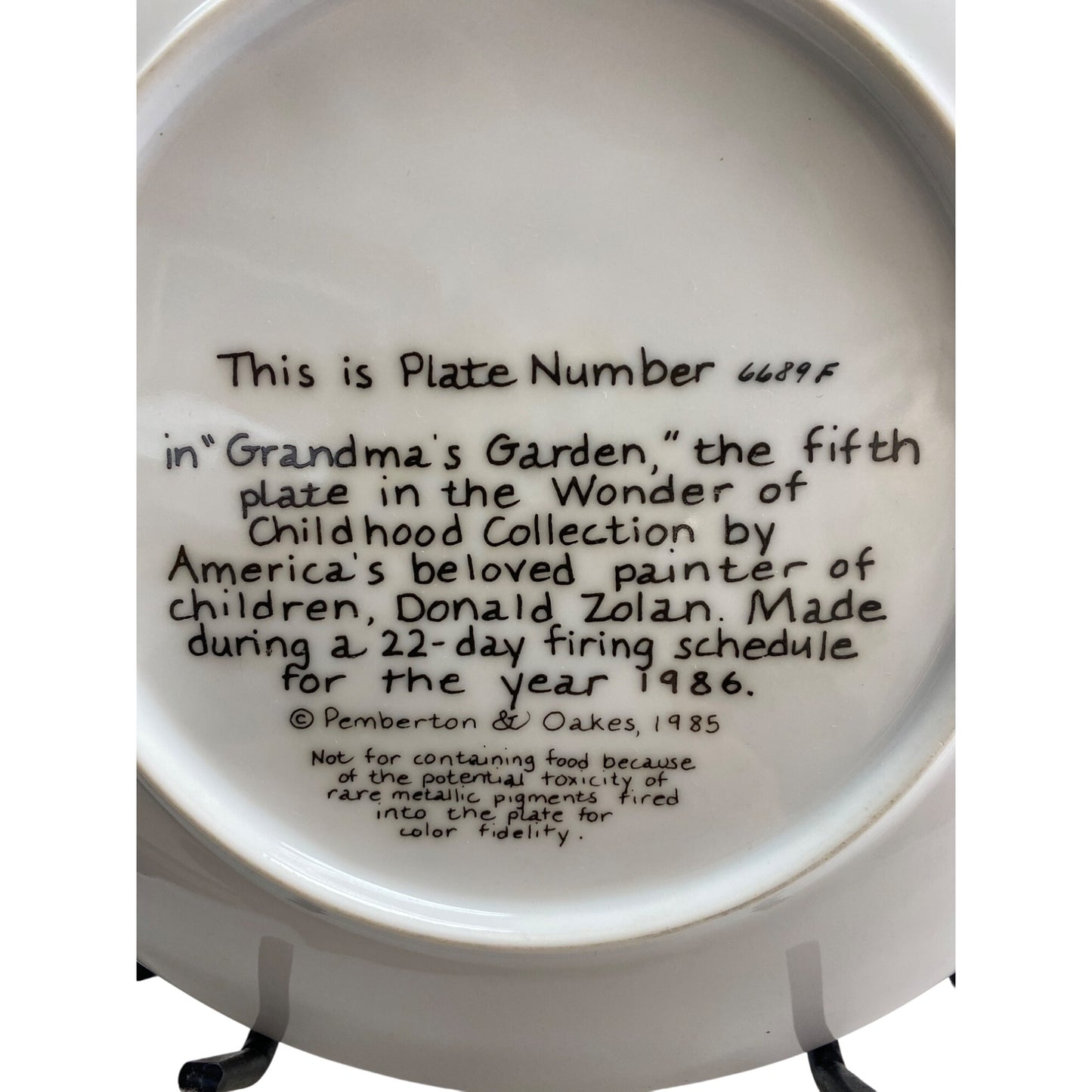 Donald Zolan Grandmas Garden Decorative Plate 1986 Wonder Of Childhood Collection