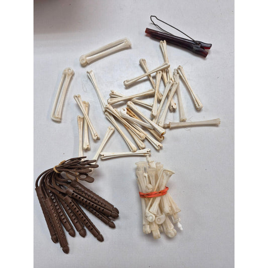 Vintage Plastic Rubber Hair Rollers Curlers Set