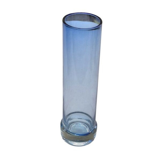 Blue Glass Cylinder Bud Vase 7" Tall Gradient Color
