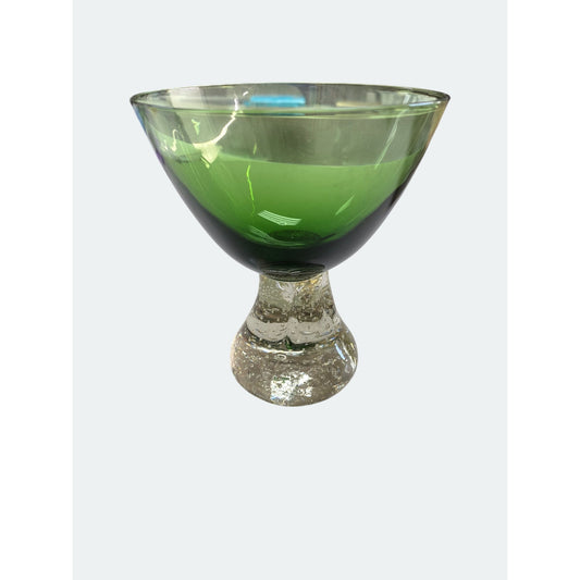 Emerald Green Pedestal Bubble Art Glass
