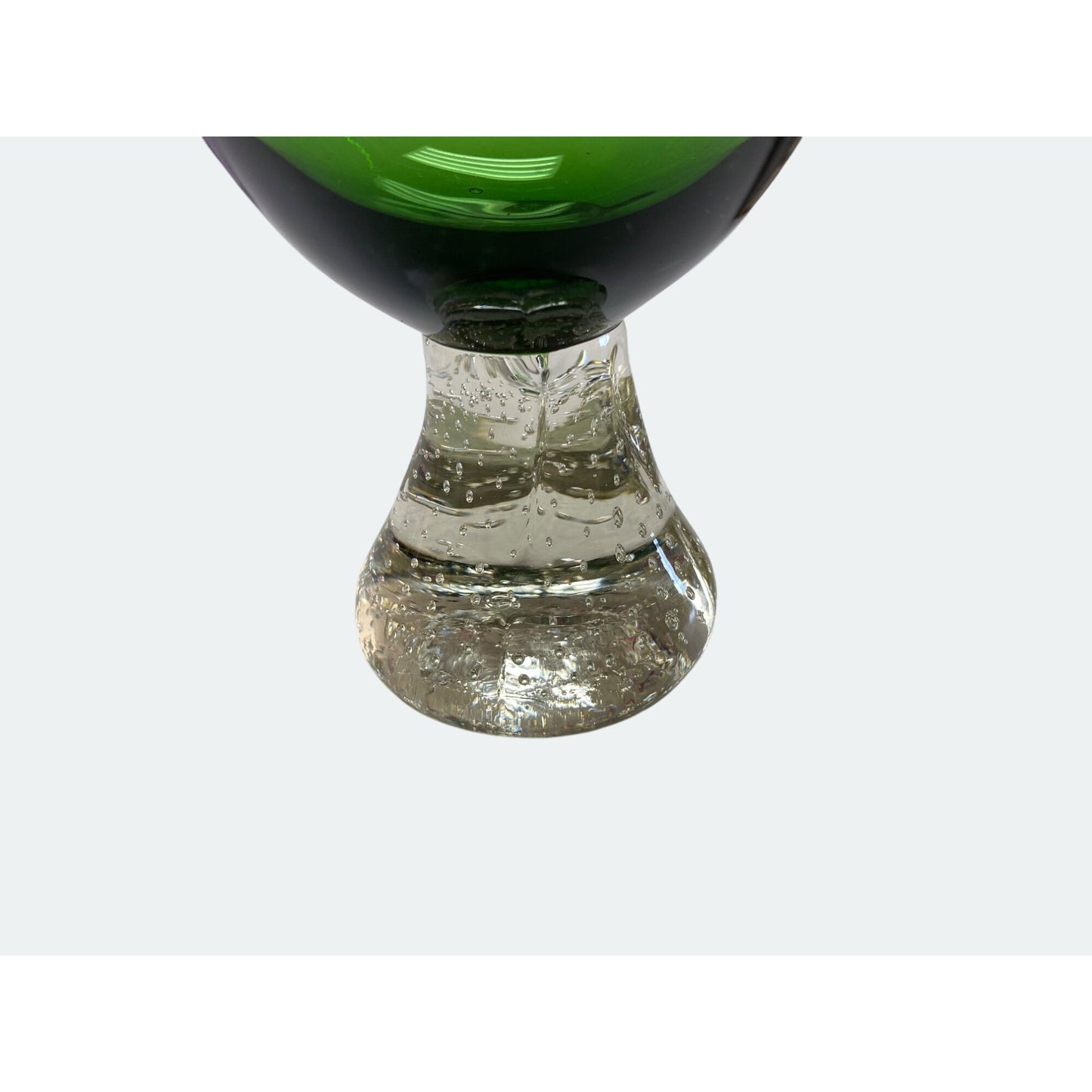 Emerald Green Pedestal Bubble Art Glass
