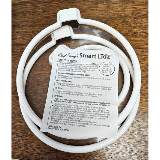 Chef Tonys Smart Lidz Clear & White 3-Piece Set Silicone Seal Lids Bowl Covers