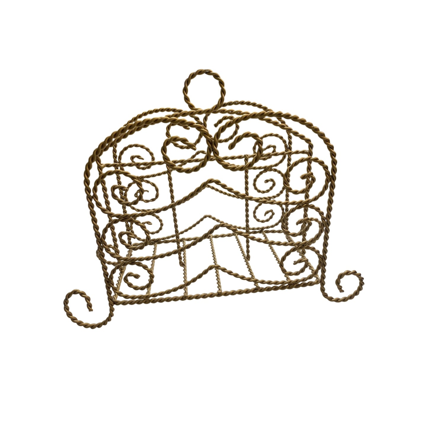 Vintage Gold Wrought Iron Magazine Rack