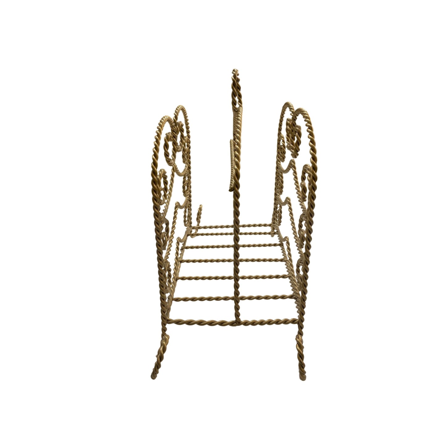 Vintage Gold Wrought Iron Magazine Rack