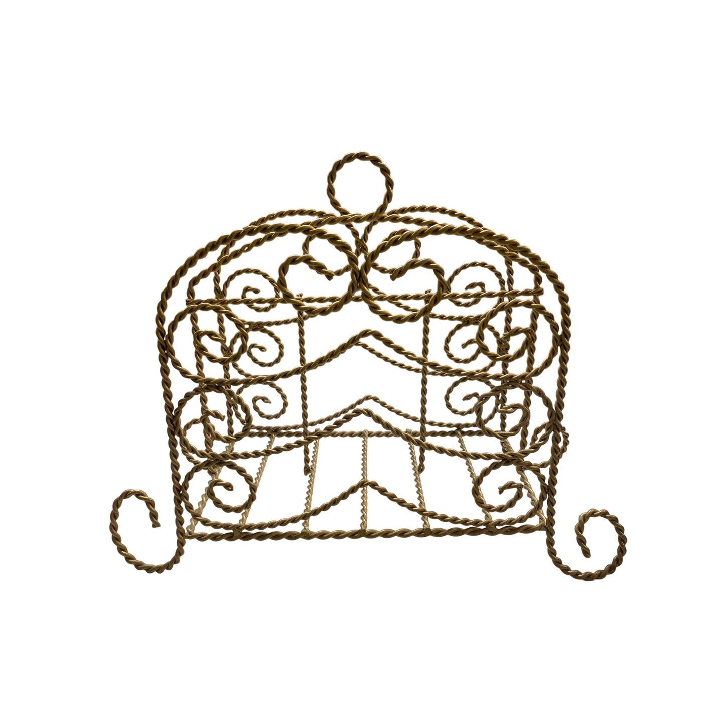 Vintage Gold Wrought Iron Magazine Rack